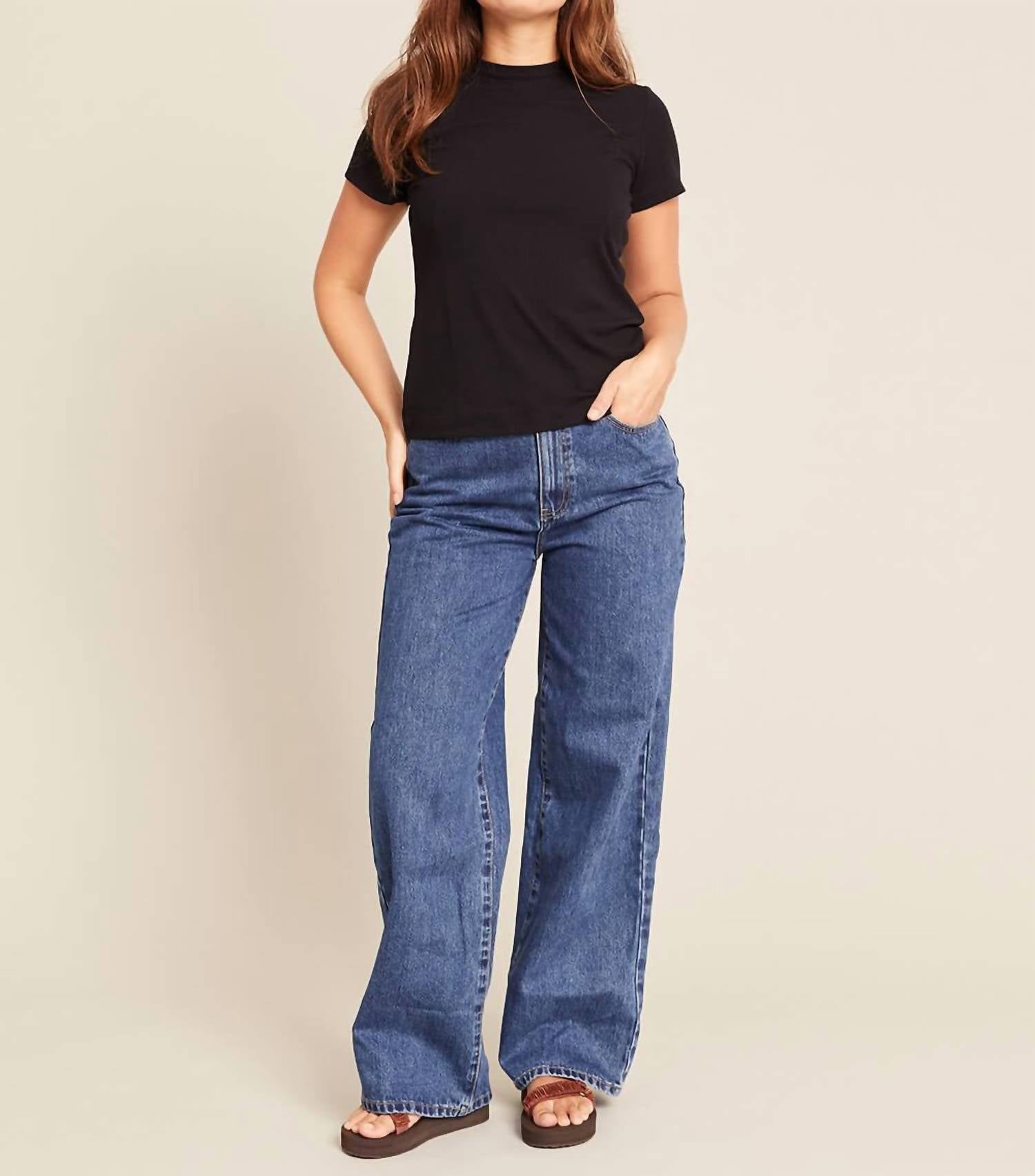 BOODY Ribbed Crew Neck T-shirt in black - women's t-shirt - view 4