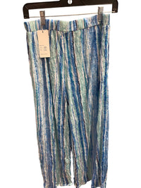 Shana Apparel - Women's Striped Crinkle Button Pants With Pockets