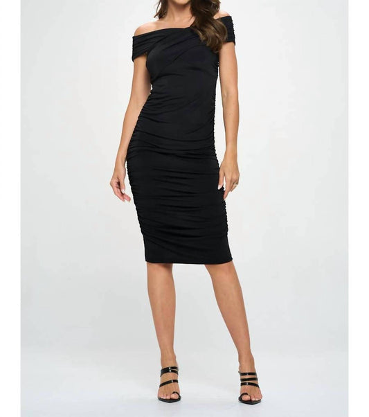 Reneec. - Off Shoulder Midi Bodycon Dress