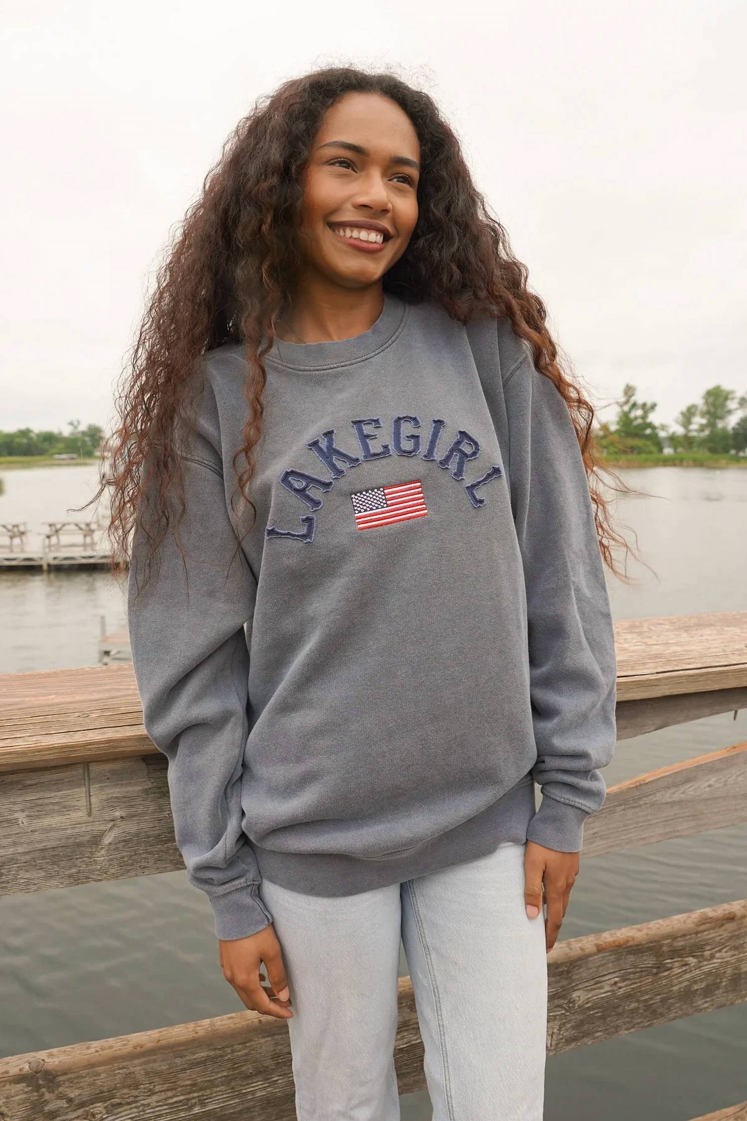 Lakegirl - All American Ringspun Fleece Crewneck Sweatshirt