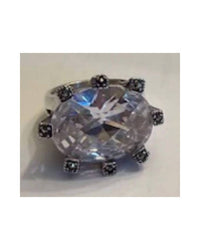 P & K Jewelry Women's Marcasite Clear Facet Ring in silver - women's jewelry - detail view