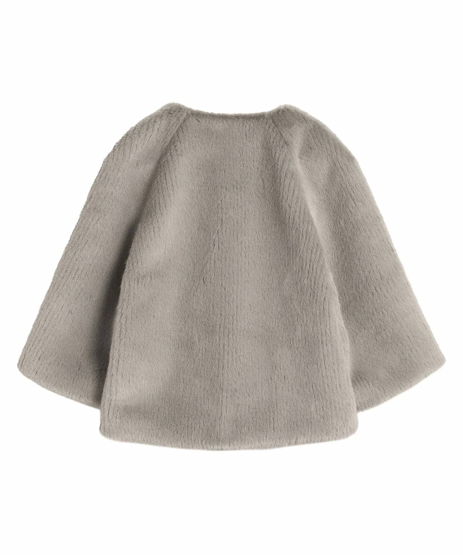 Echo - Collarless Faux Fur Jacket with Raglan Sleeve
