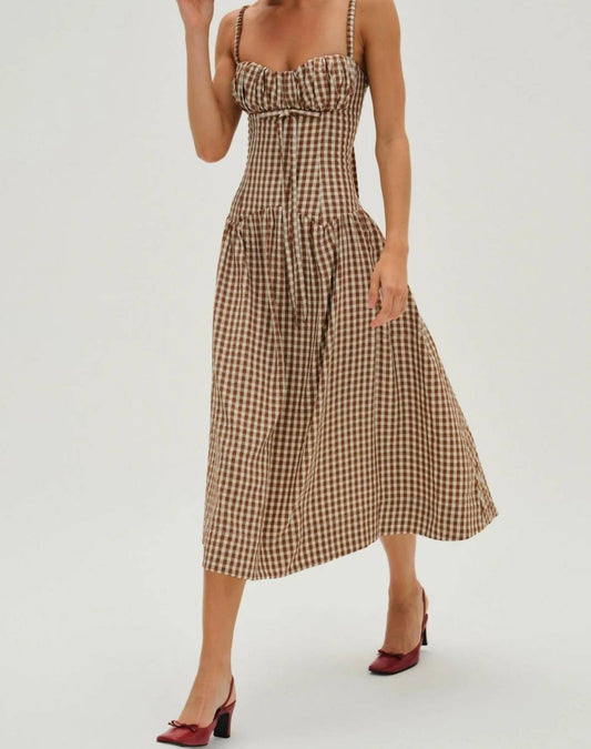 For Love & Lemons - Gingerbread Gingham Midi Dress