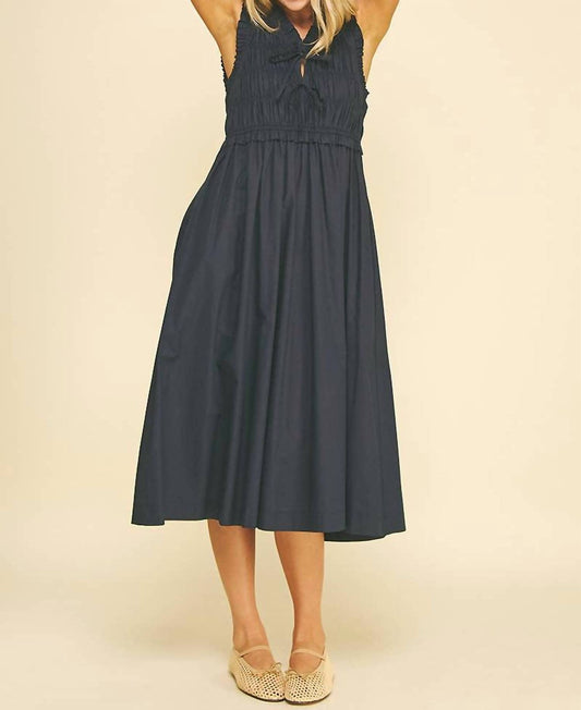 Pinch - Front-Tie Detailed Smocking Midi Dress