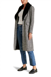 STEVE MADDEN Dienne Long Sleeve Coat in black multi - women's jacket - view 5