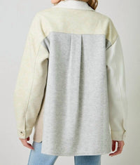 mystree Pieced Together Shacket in latte stone - women's jacket - alternate view