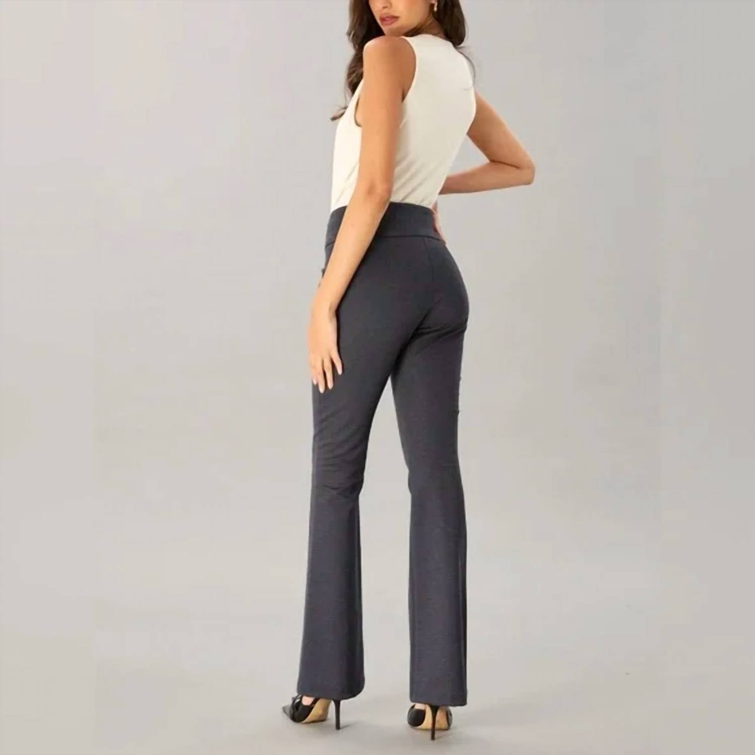 Lola & Sophie Smart Twill Fit & Flare Pant in black - women's pants - detail view