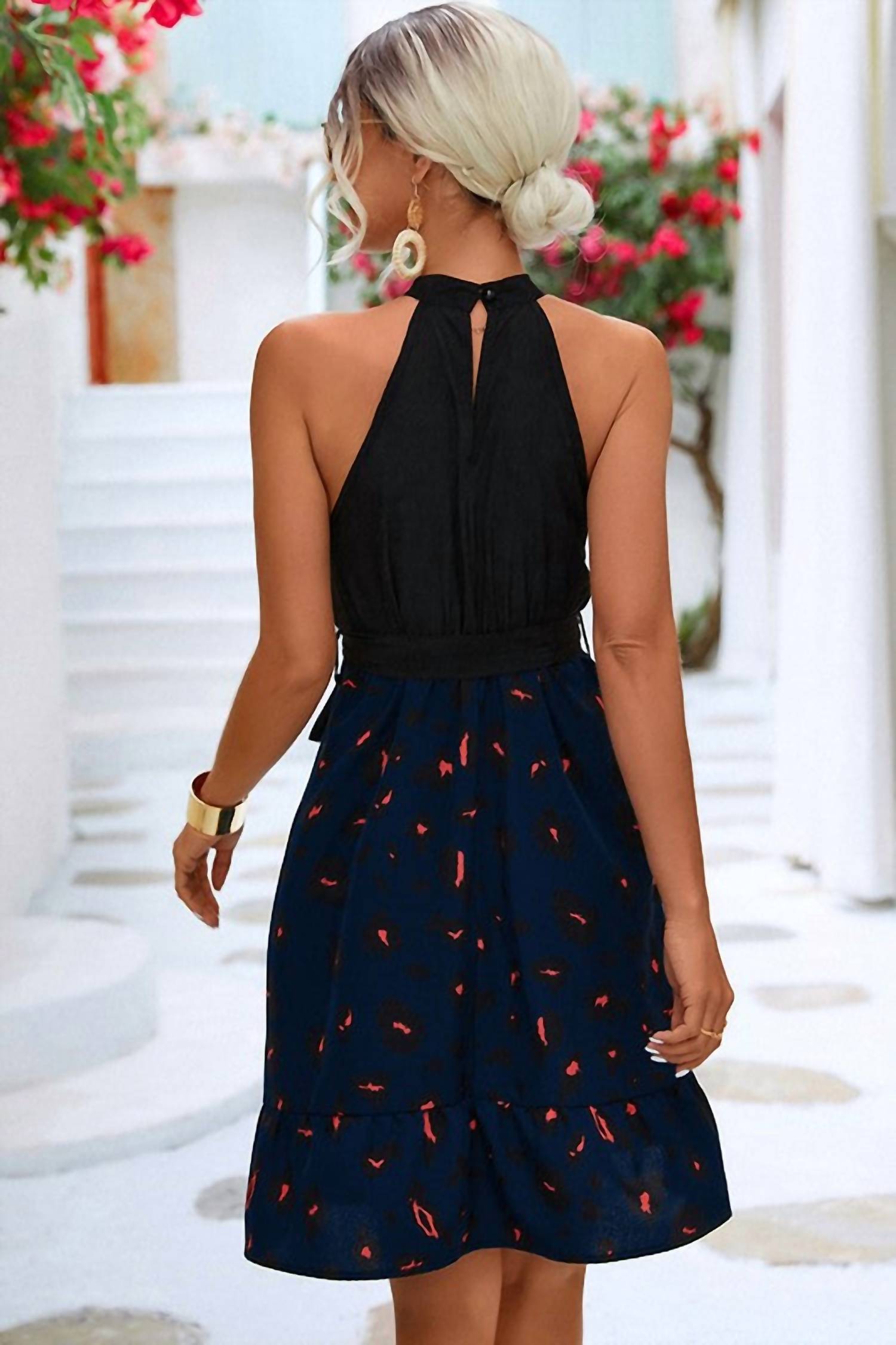Liana Leopard Skirt Halter Dress
