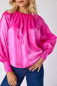Crosby by Mollie Burch ELIZABETH BLOUSE in mollie pink - women's blouse - detail view