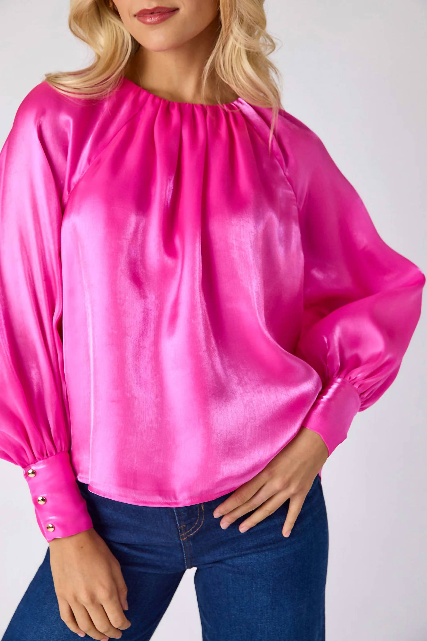 Crosby by Mollie Burch ELIZABETH BLOUSE in mollie pink - women's blouse - detail view