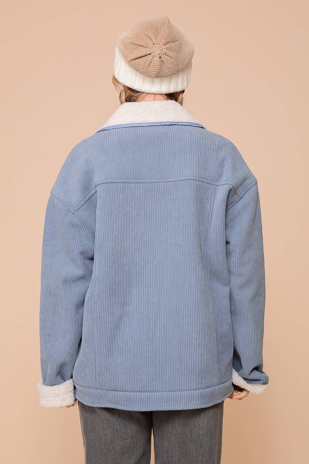 Timing - Corduroy Oversized Jacket With Sherpa Detail