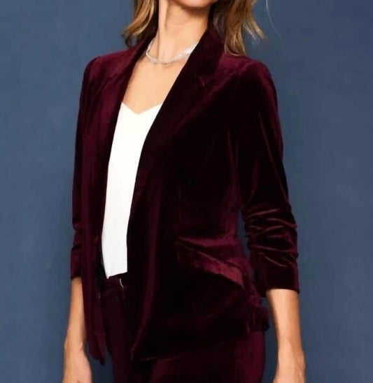 Skies Are Blue - Velvet Ruched Blazer