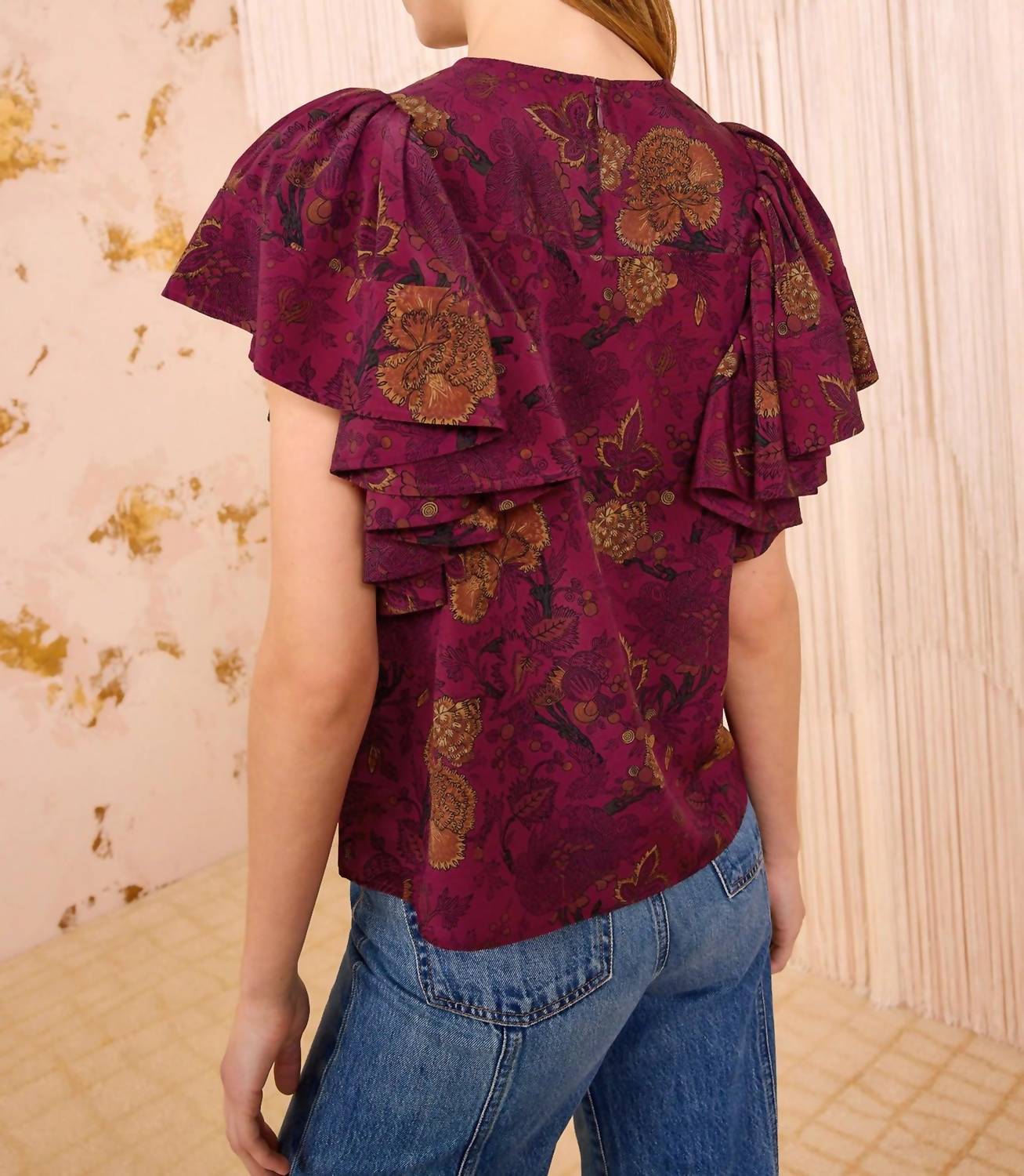 Ulla Johnson - Lena Silk Flutter Sleeve Blouse