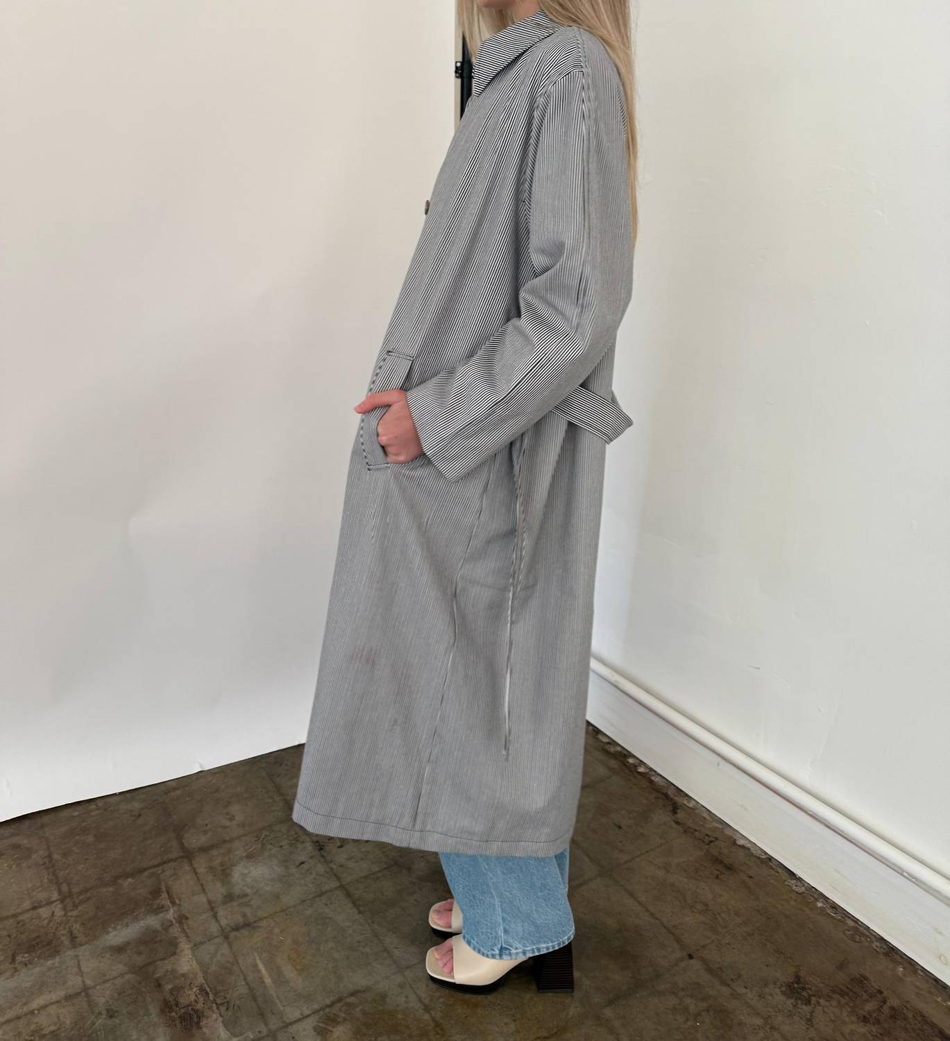 Frnch - Nelcy Pinstripe Buttoned Trench Coat