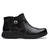 Clarks Women’s Certina Joy Boot in black leather 1 - women's shoe - detail view