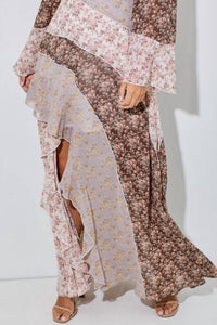 Baevely By Wellmade - Boho Floral Chiffon Maxi Dress