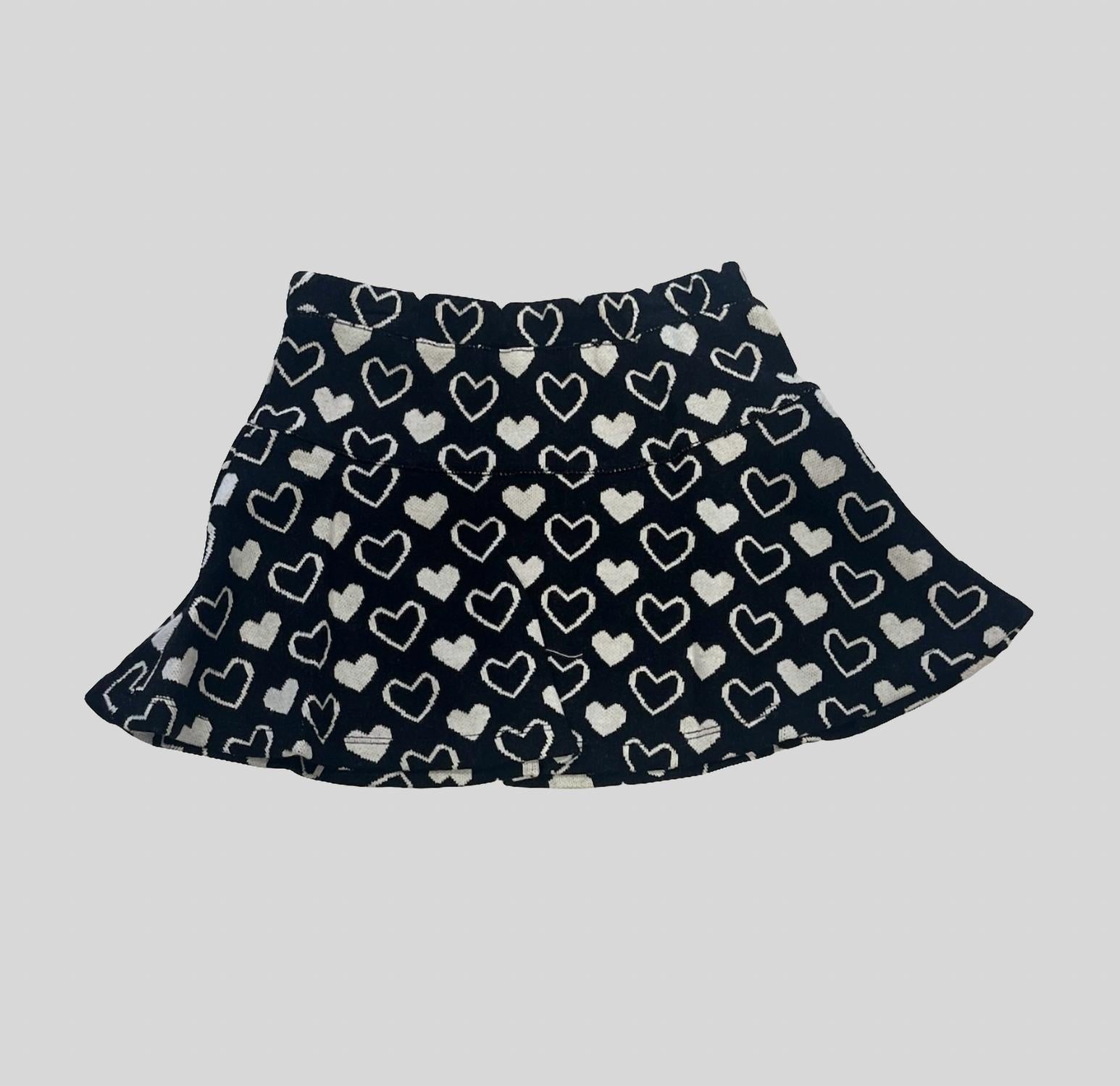 Hannah Banana Kid's Heart Print Skirt in black - kids' skirt - detail view