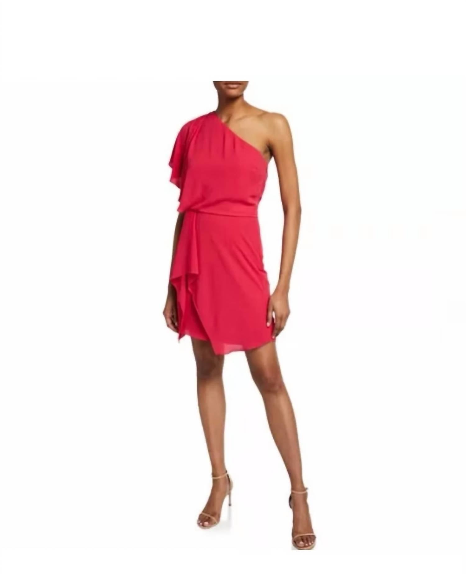 Halston - One Shoulder Mini Dress with Draping
