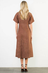 THML Wilkes Midi Dress in brown - women's dress - detail view