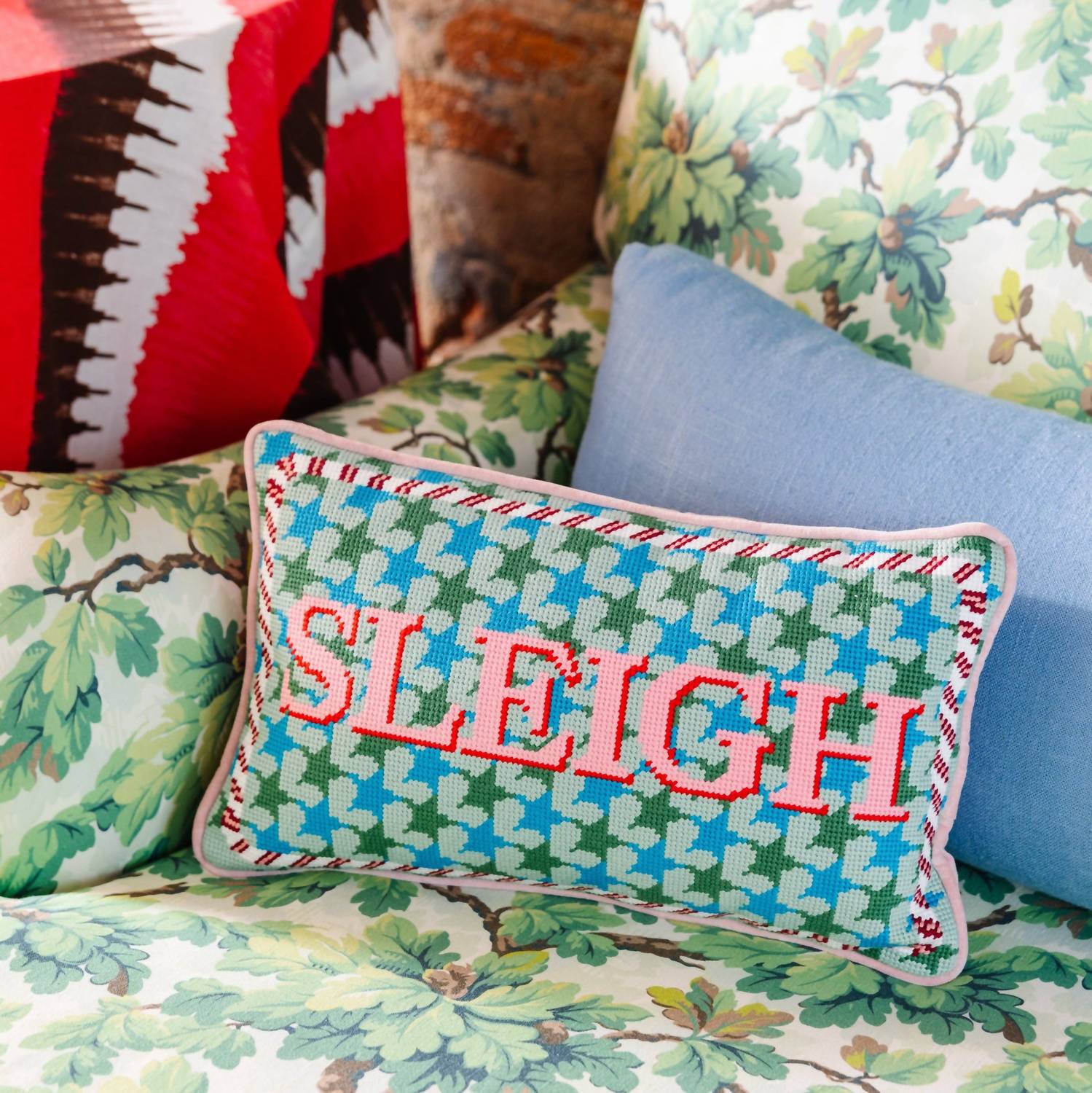 Furbish Studio - Sleigh Needlepoint Pillow