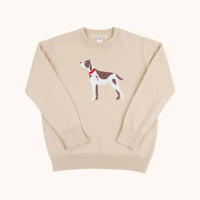 The Beaufort Bonnet Company Boy's Isaac Intarsia Sweater in osprey oatmeal with dog intarsia - kids' sweater
