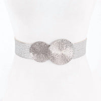 3Am By H&D Accessories - Women's Double Circle Metal Buckle Stretch Belt