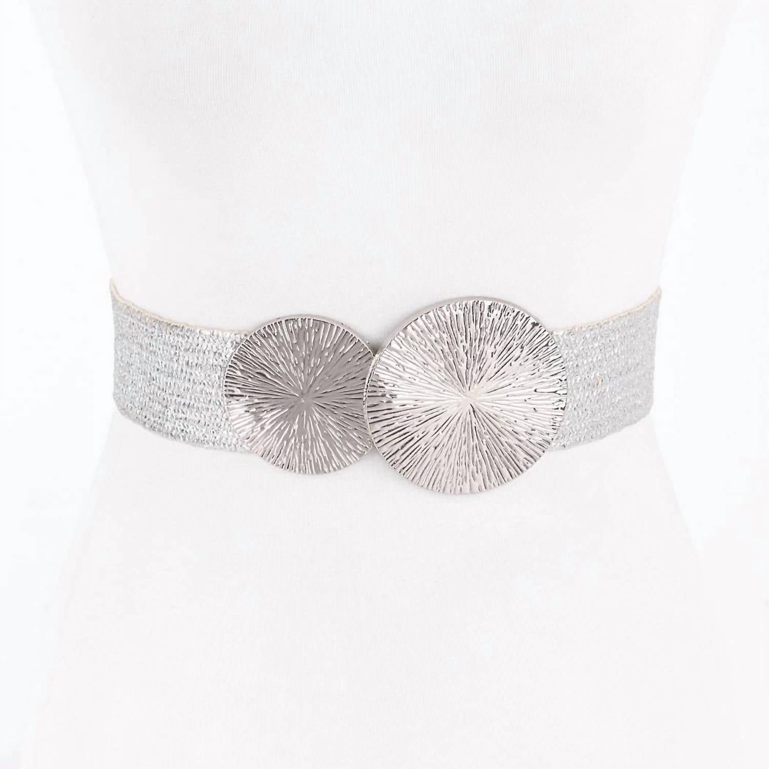 3Am By H&D Accessories - Women's Double Circle Metal Buckle Stretch Belt
