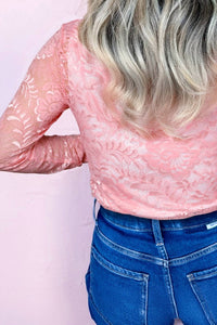 Lovesoft - Blossom Floral Lace Sheer Long Sleeve Top