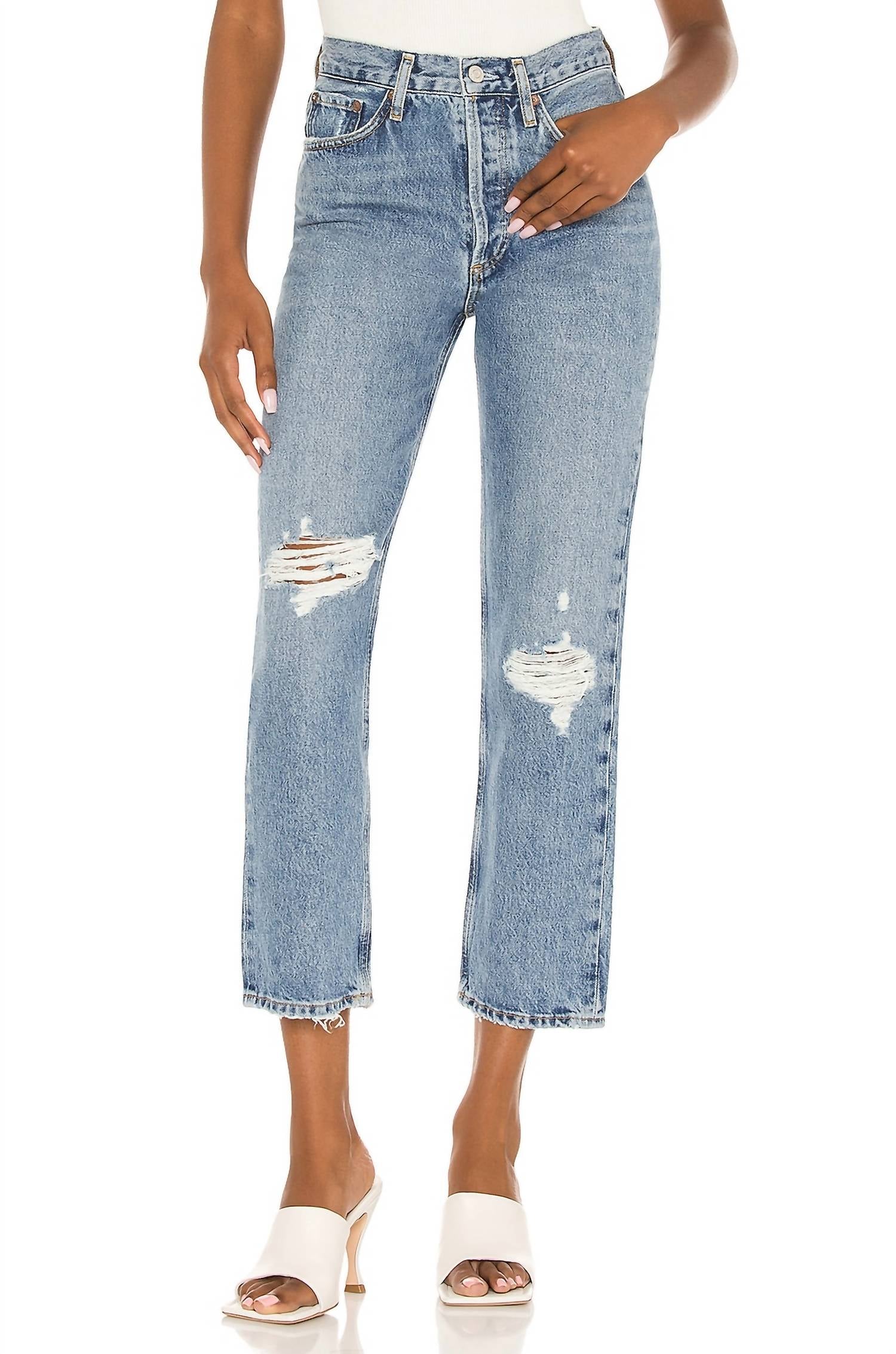 AGOLDE Women's Lana Crop Midrise Vintage Straight Jeans in cornerstone - women's jeans