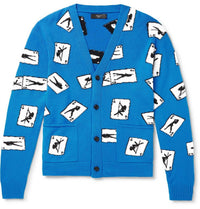Amiri Cards Intarsia Cardigan Sweater in blue - men's sweater - view 4
