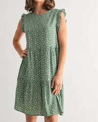 Fun 2 Fun - Tracie Floral Ruffle Sleeve Tiered Dress