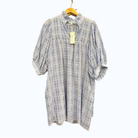 Jade Women's High Neck Puff Sleeve Dress in denim - women's blouse