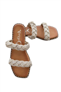 Very G - Women's Twisty Rhinestone Braided Sandals