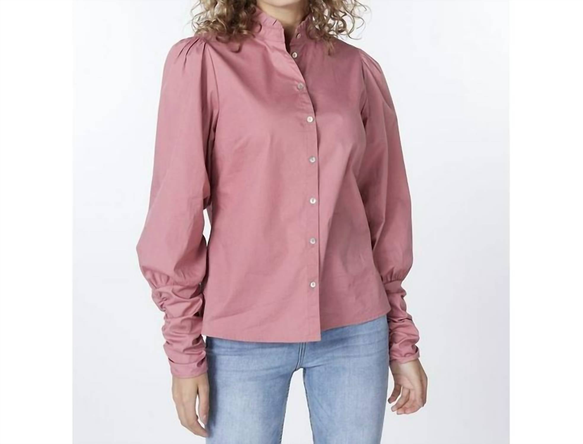 ESQUALO Poplin Sleeve Blouse in vintage rose - women's blouse