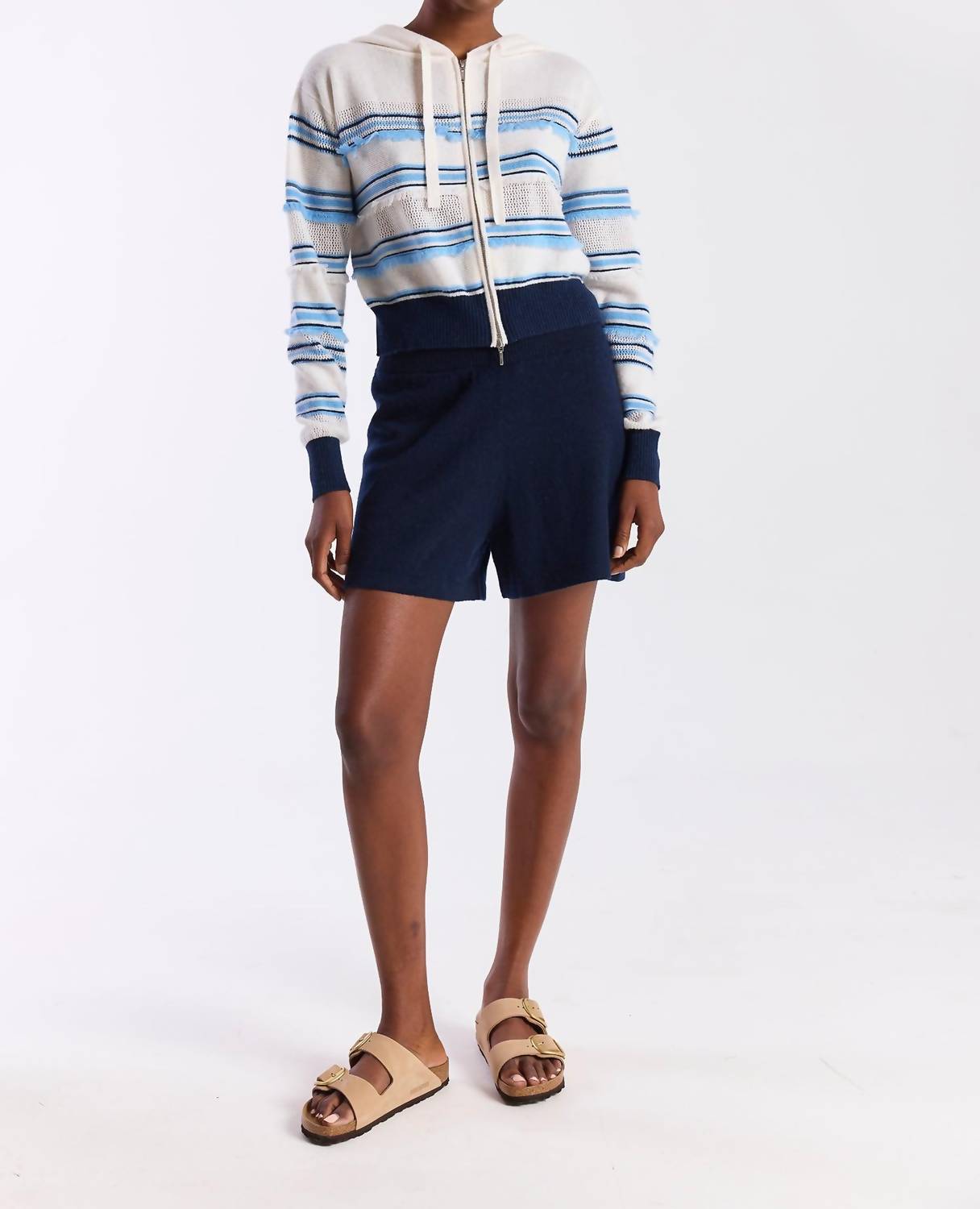 Brodie Cashmere Bermuda Shorts in navy - women's shorts