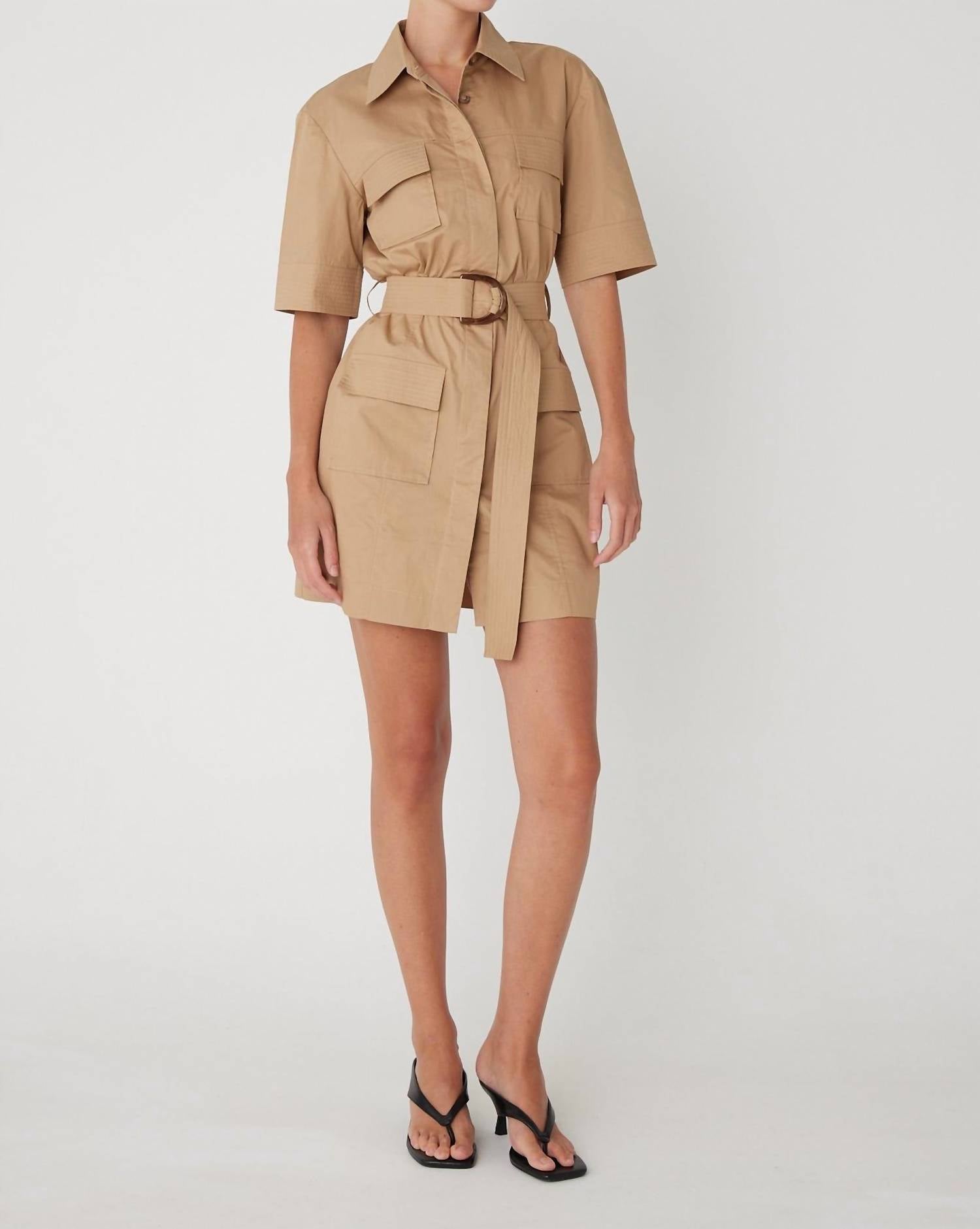 js71 Larsen Dress in khaki - women's dress - alternate view