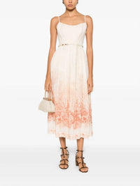Zimmermann Wanderlust Corset Midi Dress in coral toile - women's dress