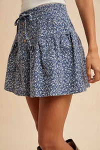 Anniewear - Ditsy Floral Brushed Woven Flare Mini Skirt