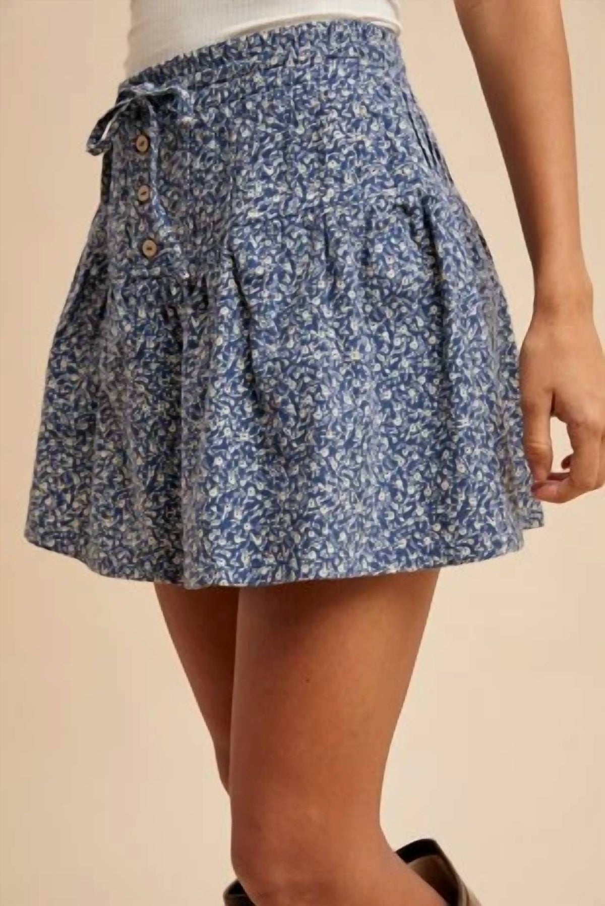 Anniewear - Ditsy Floral Brushed Woven Flare Mini Skirt