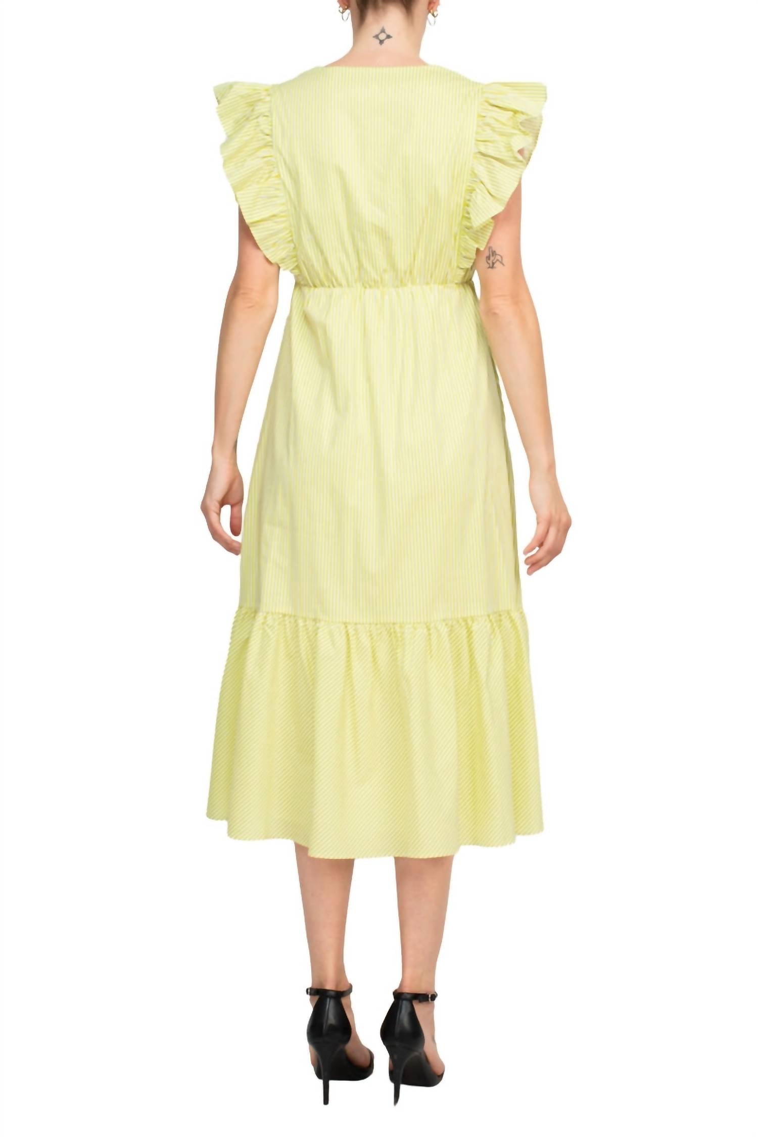 Nanette Lepore - Stripe Cotton Ruffle Dress