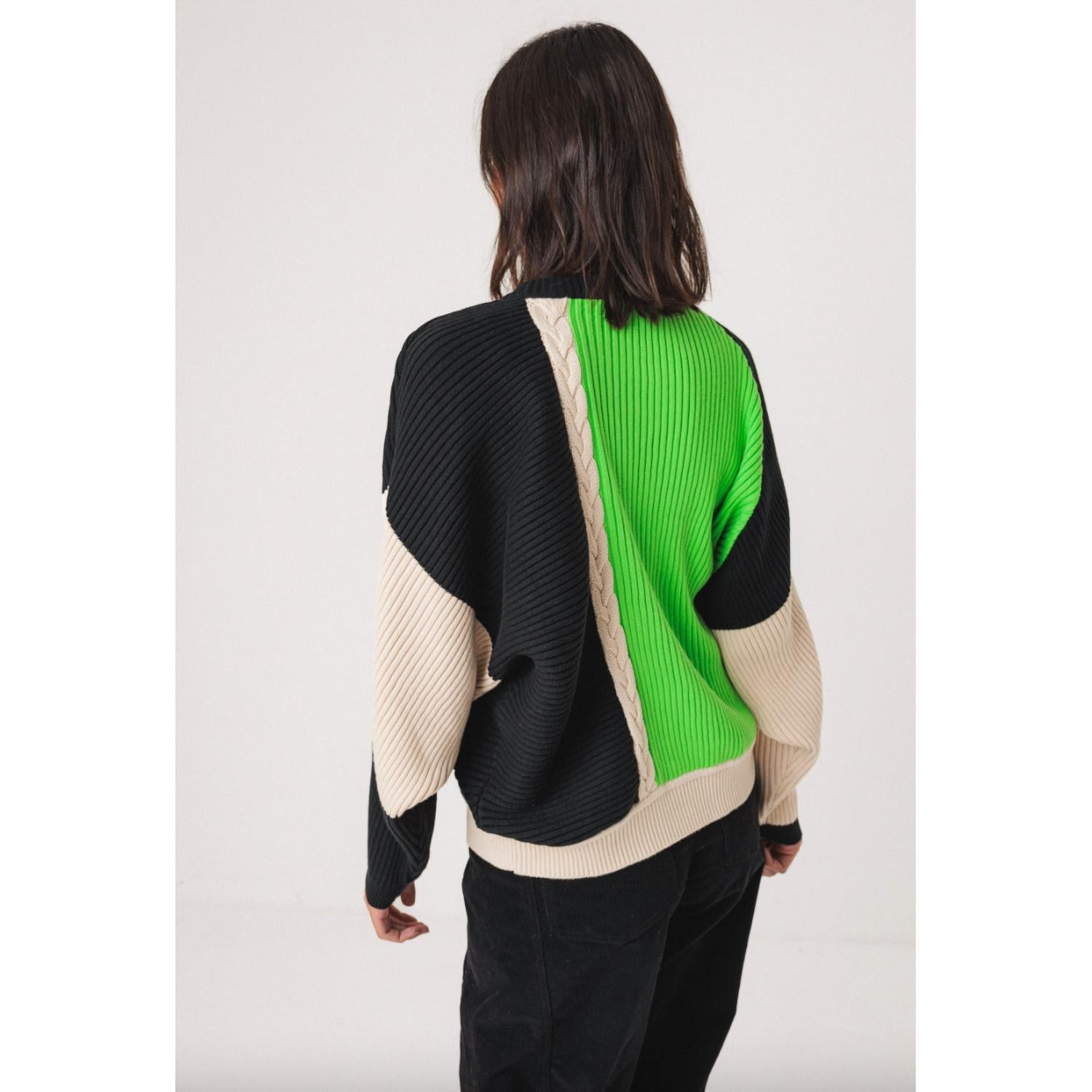 SKFK Balene Sweater in black multicolored - women's sweater - detail view