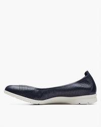 Clarks Women's Jenette Ease Ballet Flat in navy leather - women's flats - alternate view