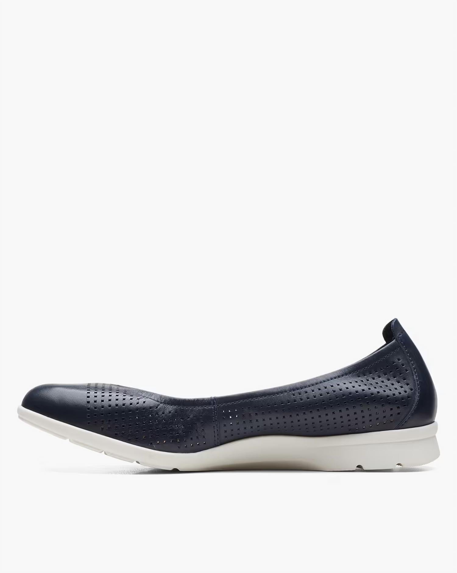 Clarks Women's Jenette Ease Ballet Flat in navy leather - women's flats - alternate view