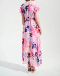 Joseph Ribkoff - Printed Chiffon High Low Wrap Dress