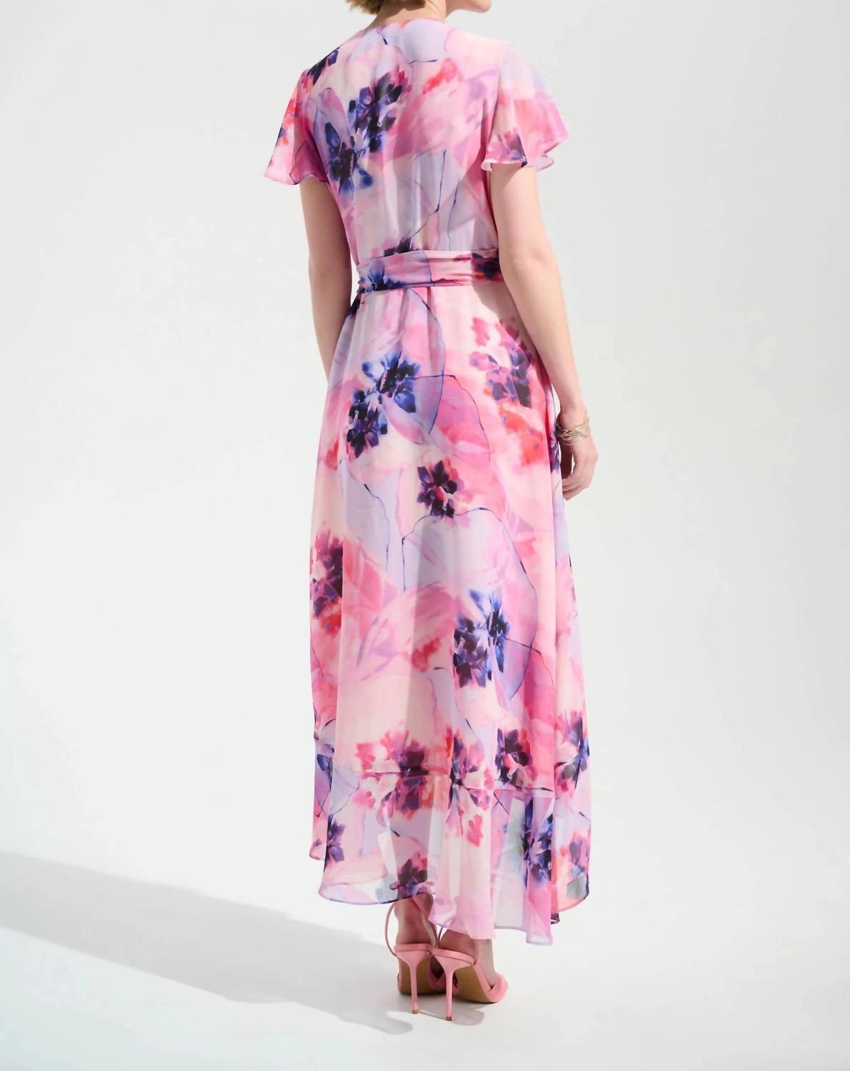 Joseph Ribkoff - Printed Chiffon High Low Wrap Dress