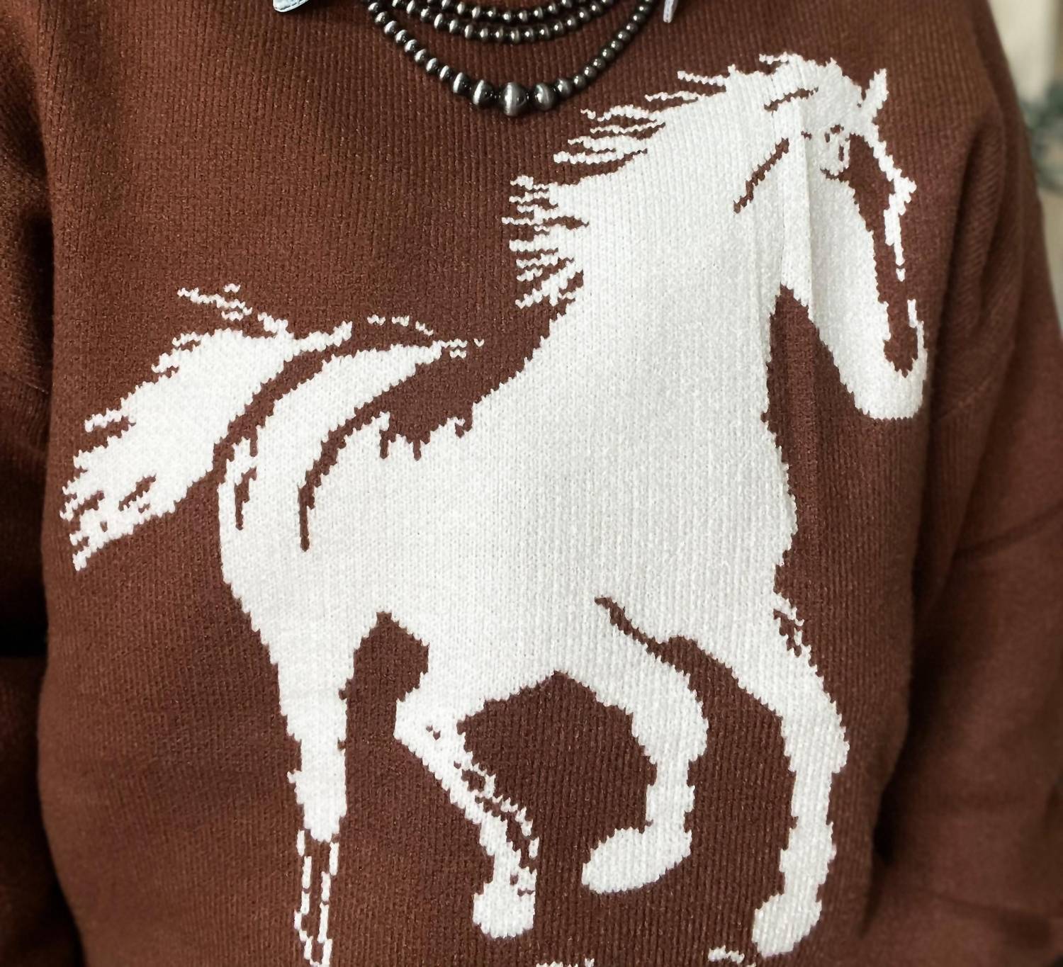 Mainstrip The Brave Horse Sweater in brown - women's sweater - alternate view