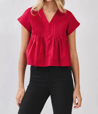 Tcec - Everyday Win Pintuck Pleated Detail Poplin Top