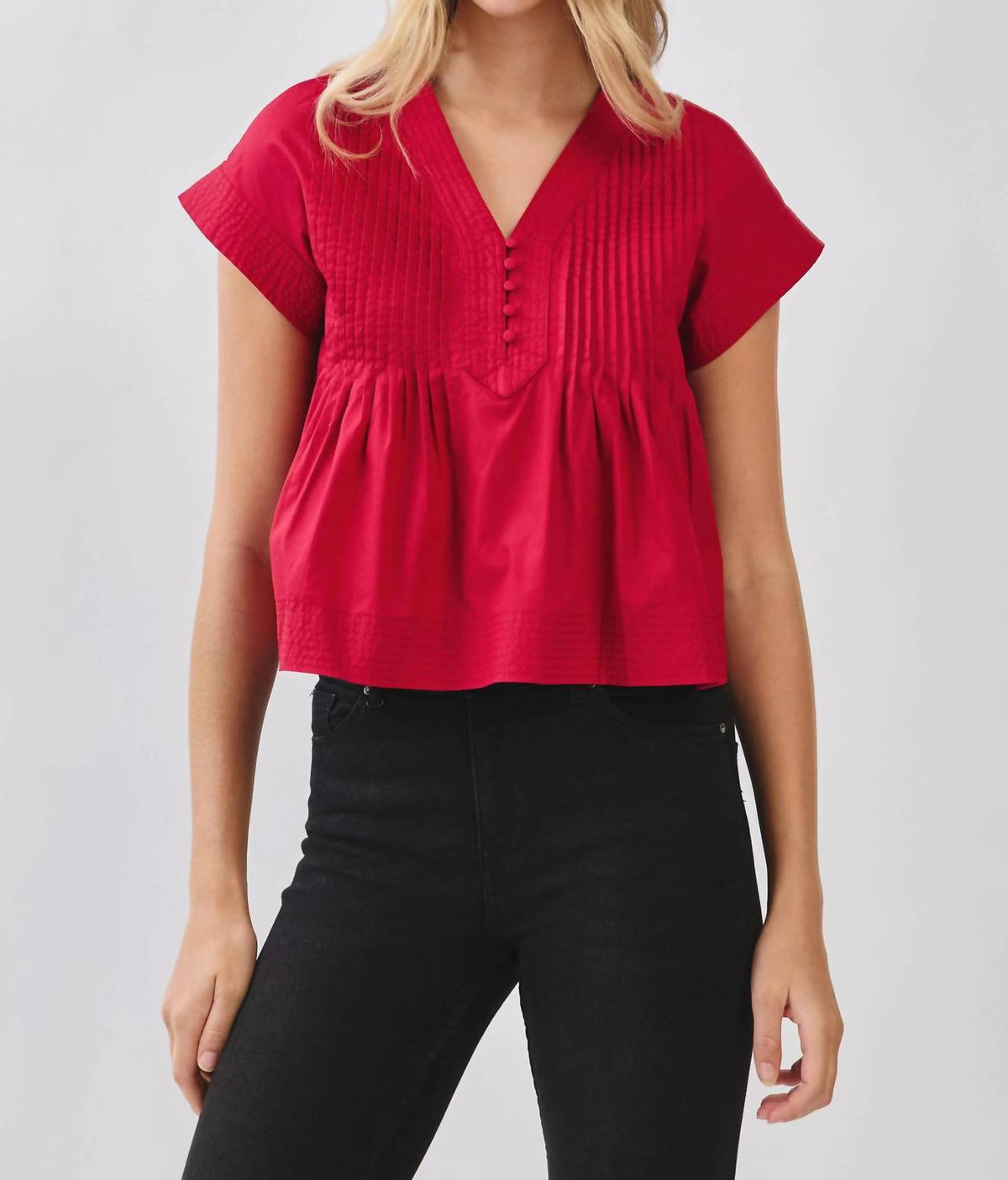 Tcec - Everyday Win Pintuck Pleated Detail Poplin Top