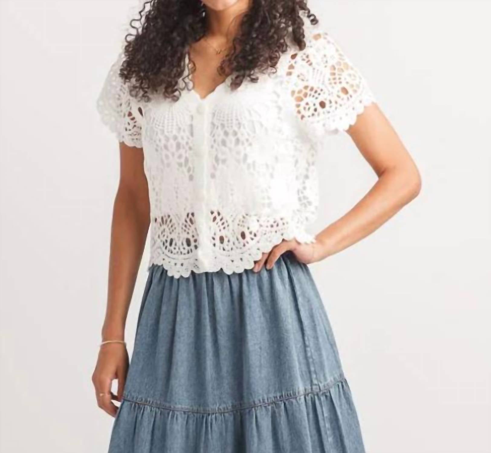 Papillon - Floral Crochet Crop Cardigan