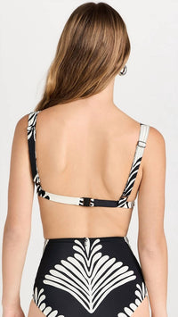 Johanna Ortiz Turkana Bikini Top in fans black ecru - women's swimwear - alternate view